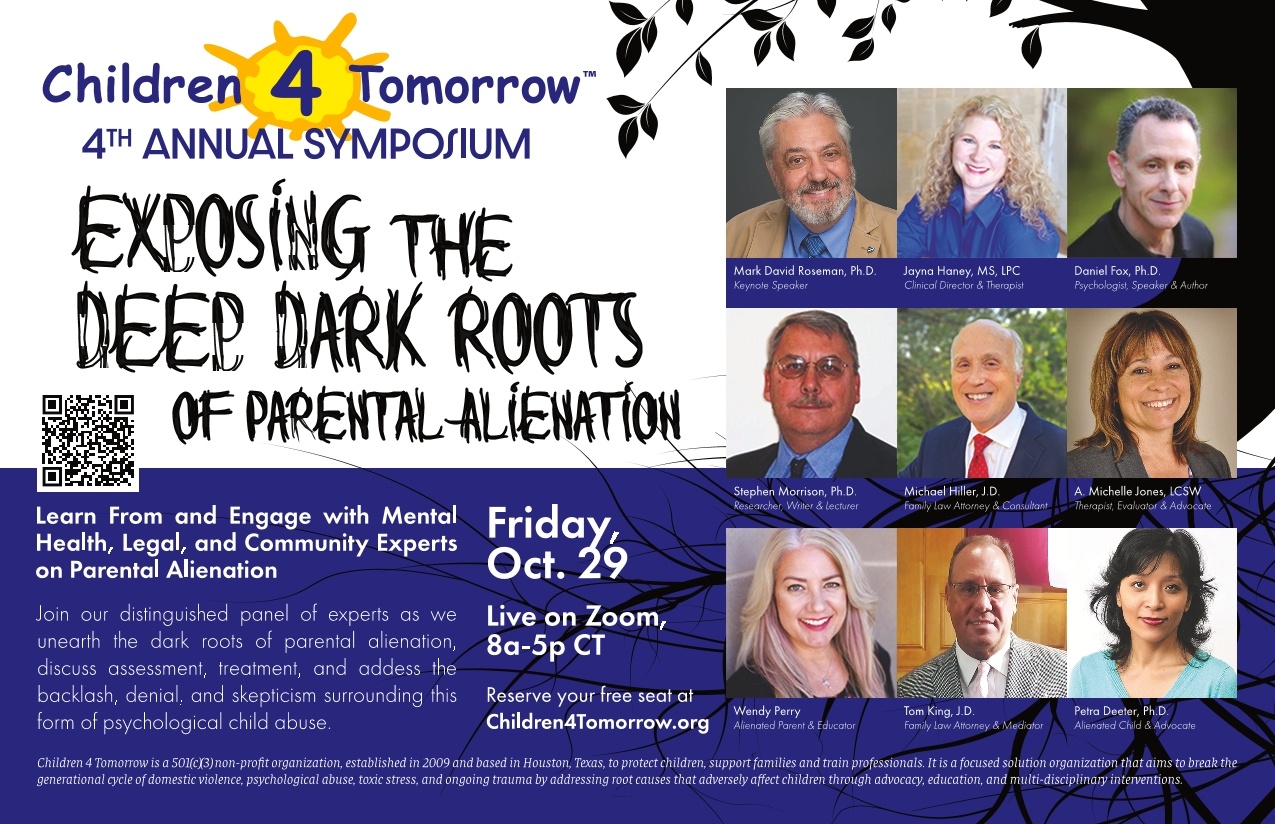 Read more about the article Don’t miss Children 4 Tomorrow’s 4th Annual Symposium on Parental Alienation, Fri, October 29th via zoom