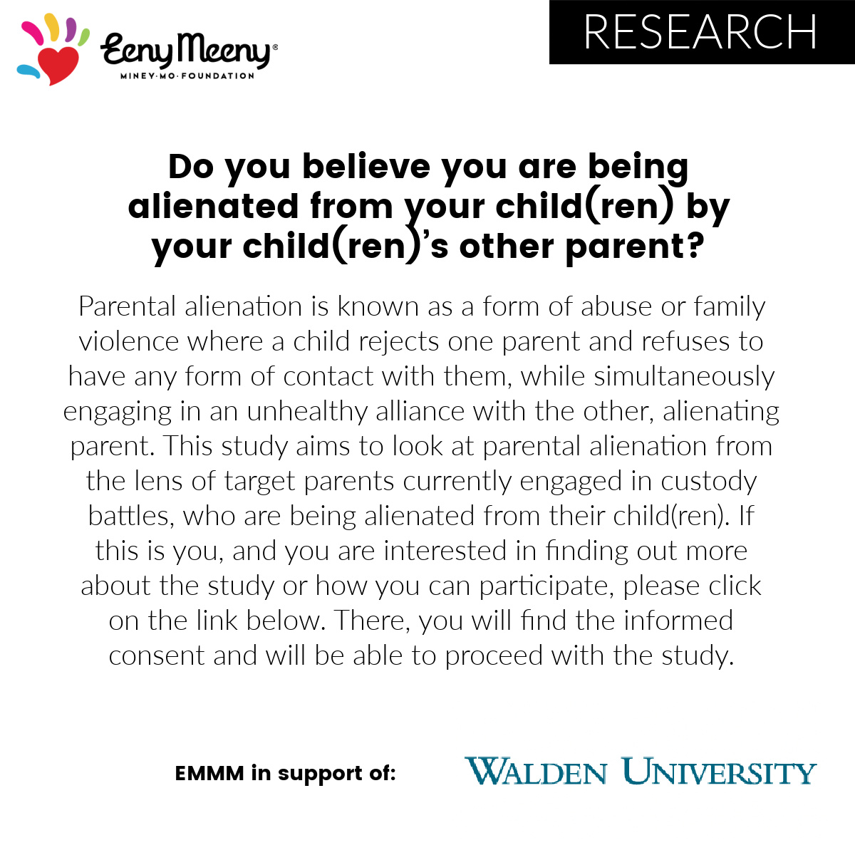 Read more about the article Recruiting research participants for a study about parental alienation